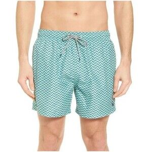 Ted Baker Swim Trunks Mens 6 XXL Teal Chevron Geometric Lobster Logo Mesh Lined